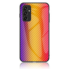 Carcasa Bumper Funda Silicona Espejo Gradiente Arco iris LS2 para Samsung Galaxy F13 4G Naranja