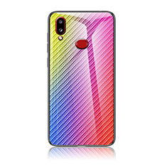 Carcasa Bumper Funda Silicona Espejo Gradiente Arco iris LS2 para Samsung Galaxy M01s Rosa