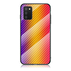 Carcasa Bumper Funda Silicona Espejo Gradiente Arco iris LS2 para Samsung Galaxy M02s Naranja