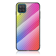 Carcasa Bumper Funda Silicona Espejo Gradiente Arco iris LS2 para Samsung Galaxy M12 Rosa