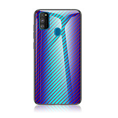 Carcasa Bumper Funda Silicona Espejo Gradiente Arco iris LS2 para Samsung Galaxy M21 Azul