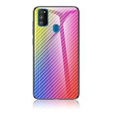 Carcasa Bumper Funda Silicona Espejo Gradiente Arco iris LS2 para Samsung Galaxy M21 Rosa