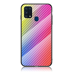 Carcasa Bumper Funda Silicona Espejo Gradiente Arco iris LS2 para Samsung Galaxy M31 Rosa