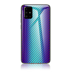 Carcasa Bumper Funda Silicona Espejo Gradiente Arco iris LS2 para Samsung Galaxy M40S Azul