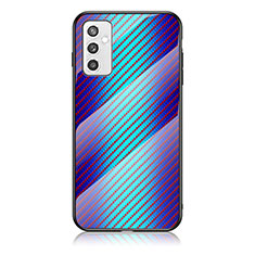 Carcasa Bumper Funda Silicona Espejo Gradiente Arco iris LS2 para Samsung Galaxy M52 5G Azul