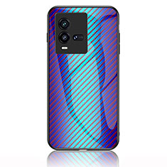 Carcasa Bumper Funda Silicona Espejo Gradiente Arco iris LS2 para Vivo iQOO 10 5G Azul
