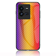 Carcasa Bumper Funda Silicona Espejo Gradiente Arco iris LS2 para Vivo iQOO 10 Pro 5G Naranja