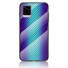 Carcasa Bumper Funda Silicona Espejo Gradiente Arco iris LS2 para Vivo V20 Azul