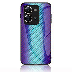 Carcasa Bumper Funda Silicona Espejo Gradiente Arco iris LS2 para Vivo V25 5G Azul