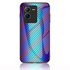 Carcasa Bumper Funda Silicona Espejo Gradiente Arco iris LS2 para Vivo V25 Pro 5G Azul