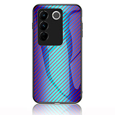 Carcasa Bumper Funda Silicona Espejo Gradiente Arco iris LS2 para Vivo V27 Pro 5G Azul