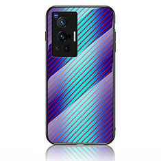 Carcasa Bumper Funda Silicona Espejo Gradiente Arco iris LS2 para Vivo X70 Pro 5G Azul