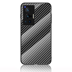 Carcasa Bumper Funda Silicona Espejo Gradiente Arco iris LS2 para Vivo X70 Pro 5G Negro