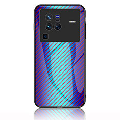Carcasa Bumper Funda Silicona Espejo Gradiente Arco iris LS2 para Vivo X80 Pro 5G Azul