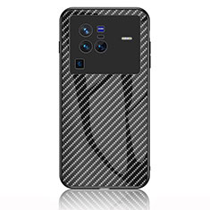 Carcasa Bumper Funda Silicona Espejo Gradiente Arco iris LS2 para Vivo X80 Pro 5G Negro