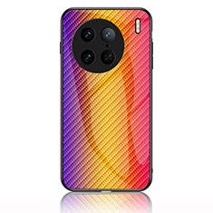 Carcasa Bumper Funda Silicona Espejo Gradiente Arco iris LS2 para Vivo X90 Pro 5G Naranja