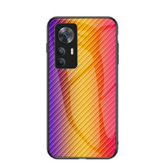 Carcasa Bumper Funda Silicona Espejo Gradiente Arco iris LS2 para Xiaomi Mi 12T Pro 5G Naranja