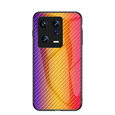 Carcasa Bumper Funda Silicona Espejo Gradiente Arco iris LS2 para Xiaomi Mi 13 5G Naranja