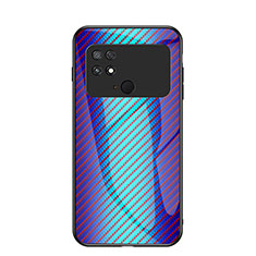 Carcasa Bumper Funda Silicona Espejo Gradiente Arco iris LS2 para Xiaomi Poco C40 Azul