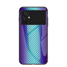 Carcasa Bumper Funda Silicona Espejo Gradiente Arco iris LS2 para Xiaomi Poco M5 4G Azul