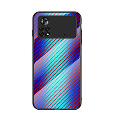 Carcasa Bumper Funda Silicona Espejo Gradiente Arco iris LS2 para Xiaomi Poco X4 Pro 5G Azul