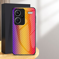 Carcasa Bumper Funda Silicona Espejo Gradiente Arco iris LS2 para Xiaomi Redmi Note 13 Pro+ Plus 5G Naranja
