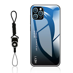 Carcasa Bumper Funda Silicona Espejo Gradiente Arco iris M01 para Apple iPhone 13 Pro Azul