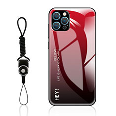 Carcasa Bumper Funda Silicona Espejo Gradiente Arco iris M01 para Apple iPhone 13 Pro Max Rojo