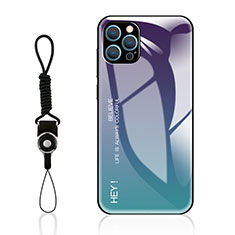 Carcasa Bumper Funda Silicona Espejo Gradiente Arco iris M01 para Apple iPhone 14 Pro Max Morado