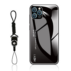 Carcasa Bumper Funda Silicona Espejo Gradiente Arco iris M01 para Apple iPhone 14 Pro Negro