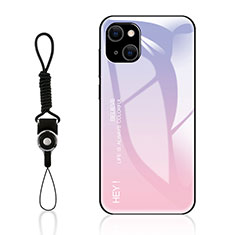 Carcasa Bumper Funda Silicona Espejo Gradiente Arco iris M01 para Apple iPhone 15 Plus Rosa