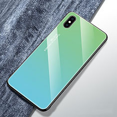 Carcasa Bumper Funda Silicona Espejo Gradiente Arco iris M01 para Apple iPhone X Verde