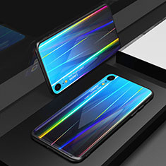 Carcasa Bumper Funda Silicona Espejo Gradiente Arco iris M01 para Apple iPhone XR Azul