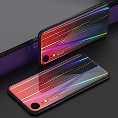 Carcasa Bumper Funda Silicona Espejo Gradiente Arco iris M01 para Apple iPhone XR Rojo
