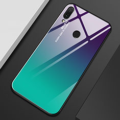 Carcasa Bumper Funda Silicona Espejo Gradiente Arco iris M01 para Huawei Enjoy 9 Plus Cian