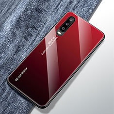 Carcasa Bumper Funda Silicona Espejo Gradiente Arco iris M01 para Huawei P30 Rojo