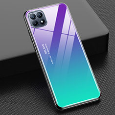 Carcasa Bumper Funda Silicona Espejo Gradiente Arco iris M01 para Oppo Reno4 SE 5G Morado