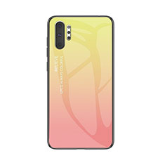 Carcasa Bumper Funda Silicona Espejo Gradiente Arco iris M01 para Samsung Galaxy Note 10 Plus 5G Amarillo
