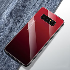 Carcasa Bumper Funda Silicona Espejo Gradiente Arco iris M01 para Samsung Galaxy Note 8 Duos N950F Rojo