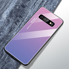 Carcasa Bumper Funda Silicona Espejo Gradiente Arco iris M01 para Samsung Galaxy S10 5G Morado