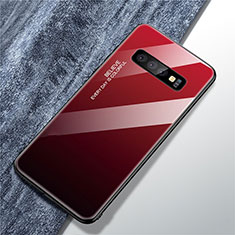 Carcasa Bumper Funda Silicona Espejo Gradiente Arco iris M01 para Samsung Galaxy S10 5G Rojo