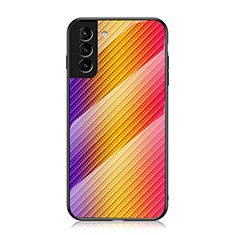 Carcasa Bumper Funda Silicona Espejo Gradiente Arco iris M01 para Samsung Galaxy S21 Plus 5G Amarillo