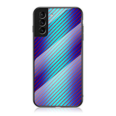 Carcasa Bumper Funda Silicona Espejo Gradiente Arco iris M01 para Samsung Galaxy S22 Plus 5G Azul