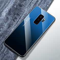Carcasa Bumper Funda Silicona Espejo Gradiente Arco iris M01 para Samsung Galaxy S9 Plus Azul