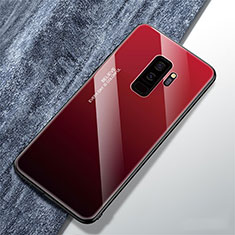 Carcasa Bumper Funda Silicona Espejo Gradiente Arco iris M01 para Samsung Galaxy S9 Plus Rojo