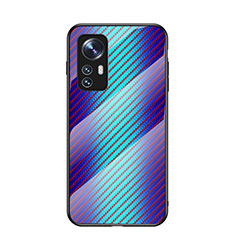 Carcasa Bumper Funda Silicona Espejo Gradiente Arco iris M01 para Xiaomi Mi 12 5G Azul