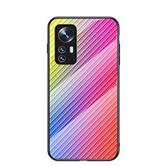 Carcasa Bumper Funda Silicona Espejo Gradiente Arco iris M01 para Xiaomi Mi 12S Pro 5G Rosa