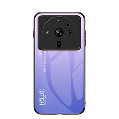 Carcasa Bumper Funda Silicona Espejo Gradiente Arco iris M01 para Xiaomi Mi 12S Ultra 5G Purpura Claro