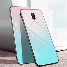 Carcasa Bumper Funda Silicona Espejo Gradiente Arco iris M01 para Xiaomi Redmi 8A Cian