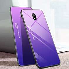 Carcasa Bumper Funda Silicona Espejo Gradiente Arco iris M01 para Xiaomi Redmi 8A Morado